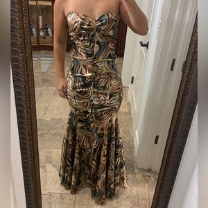 Xscape mermaid strapless dress